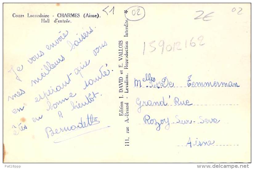 ** Lot De 3 Cartes ** 02 - CHARMES Cours LACORDAIRE ( Enseignement Lycée Collège ) CPSM Dentelée N/B Format CPA - Aisne - Otros & Sin Clasificación