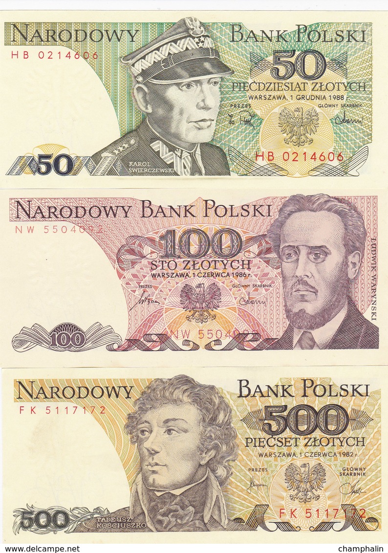 Pologne - Lot De 3 Billets - 50, 100 & 500 Zlotych - Neufs - Poland