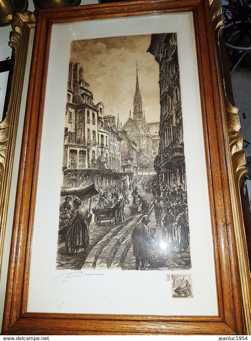 SUPERBE LITHO SOUS VERRE DU VIEUX PARIS SIGNEE DALLEMAGNE 3 - Lithographies