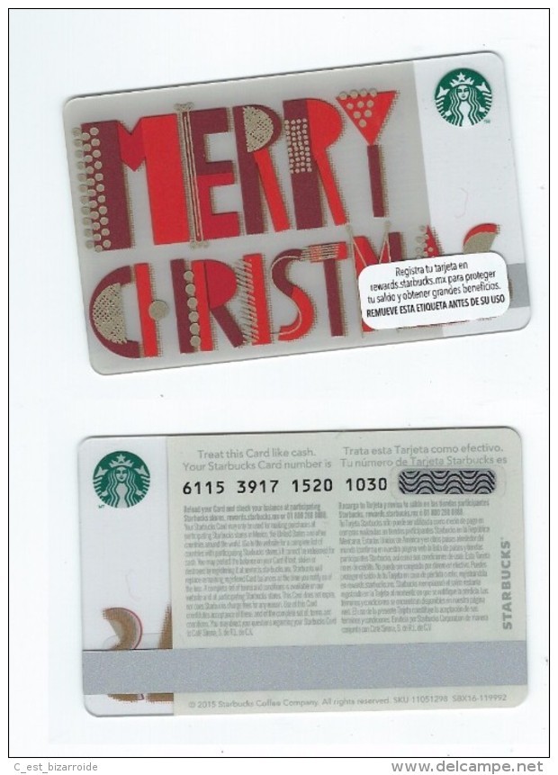 Starbucks Card - Mexique/Mexico - Merry Christmas - 6115 Mint Pin - Gift Cards