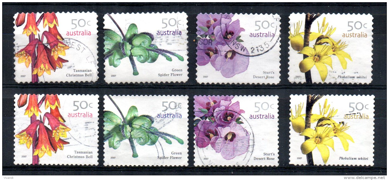 Australia - 2007 - Australian Wild Flowers (3rd Series, Self Adhesive, Both Perfs) - Used - Oblitérés