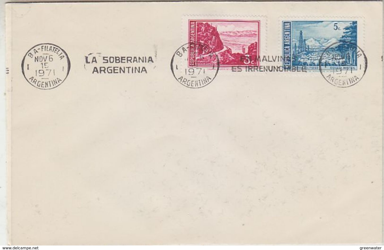 Argentina 1971 Antarctica "La Soberania Argentina En Malvinas Es Irrenunciable" Cover (37787) - Andere & Zonder Classificatie