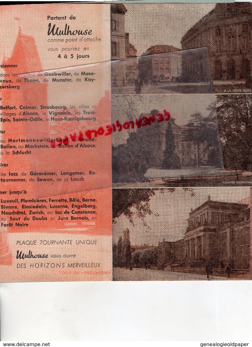 68- MULHOUSE- RARE DEPLIANT TOURISTIQUE 1949-LISTE HOTELS TARIFS- IMPRIMERIE RUGE FRERES- - Dépliants Touristiques