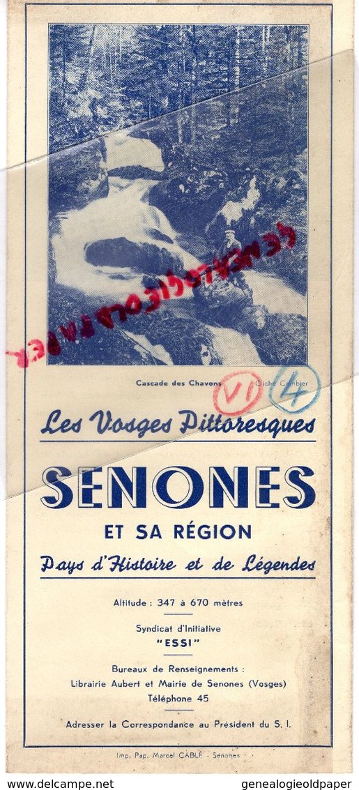 88- SENONES - RARE DEPLIANT TOURISTIQUE ET SA REGION- VOSGES -SYNDICAT INITIATIVE-CASCADE DES CHAVONS- - Dépliants Touristiques