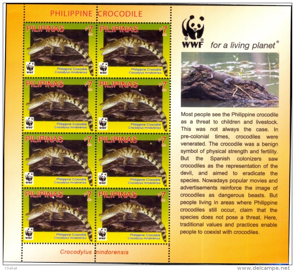 WWF-PHILIPPINE CROCODILE-ILLUSTRATED SHEET#1-PHILIPPINES-SCARCE-MNH-ABOMS-3 - Ungebraucht