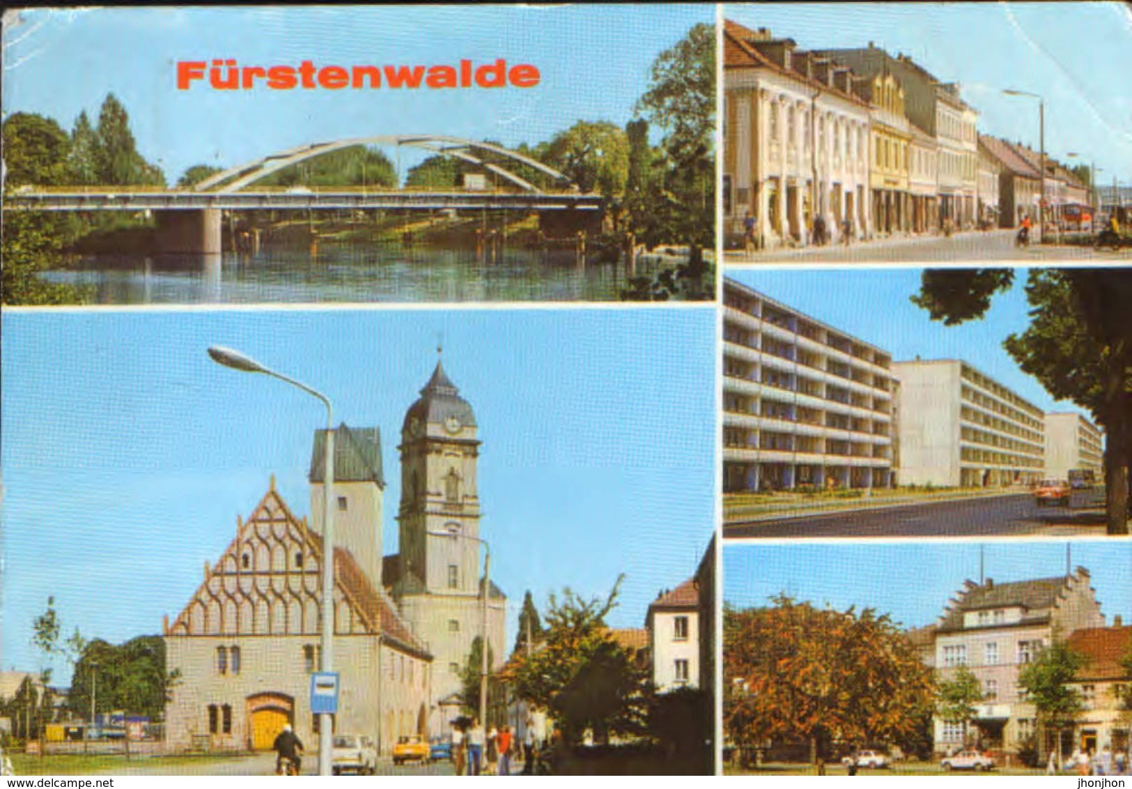 Germany - Postcard Circulated In 1982 - Furstenwalde - Collage Of Images (stadium) - 2/scan - Fuerstenwalde