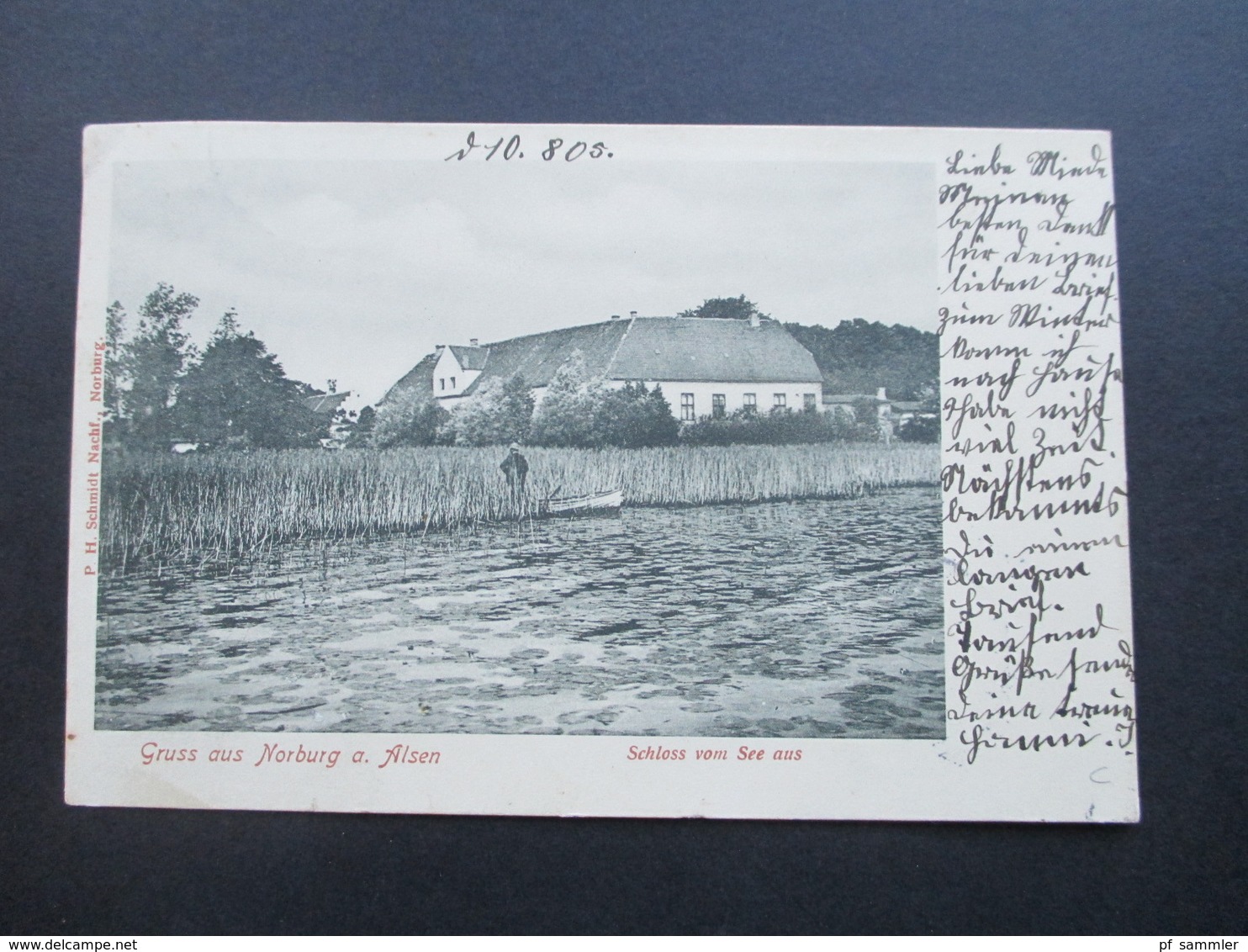 DR Nordschleswig 1905 Ansichtskarte Gruss Aus Norburg A. Alsen. Schloss Vom See Aus. Verlag P.H. Schmidt Norburg RRR - Denmark