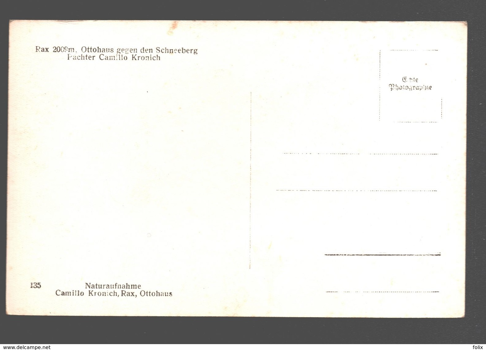 Rax - Ottohaus Gegen Den Schneeberg - Pachter Camillo Kronich - Naturaufnahme Camillo Kronich - Raxgebiet
