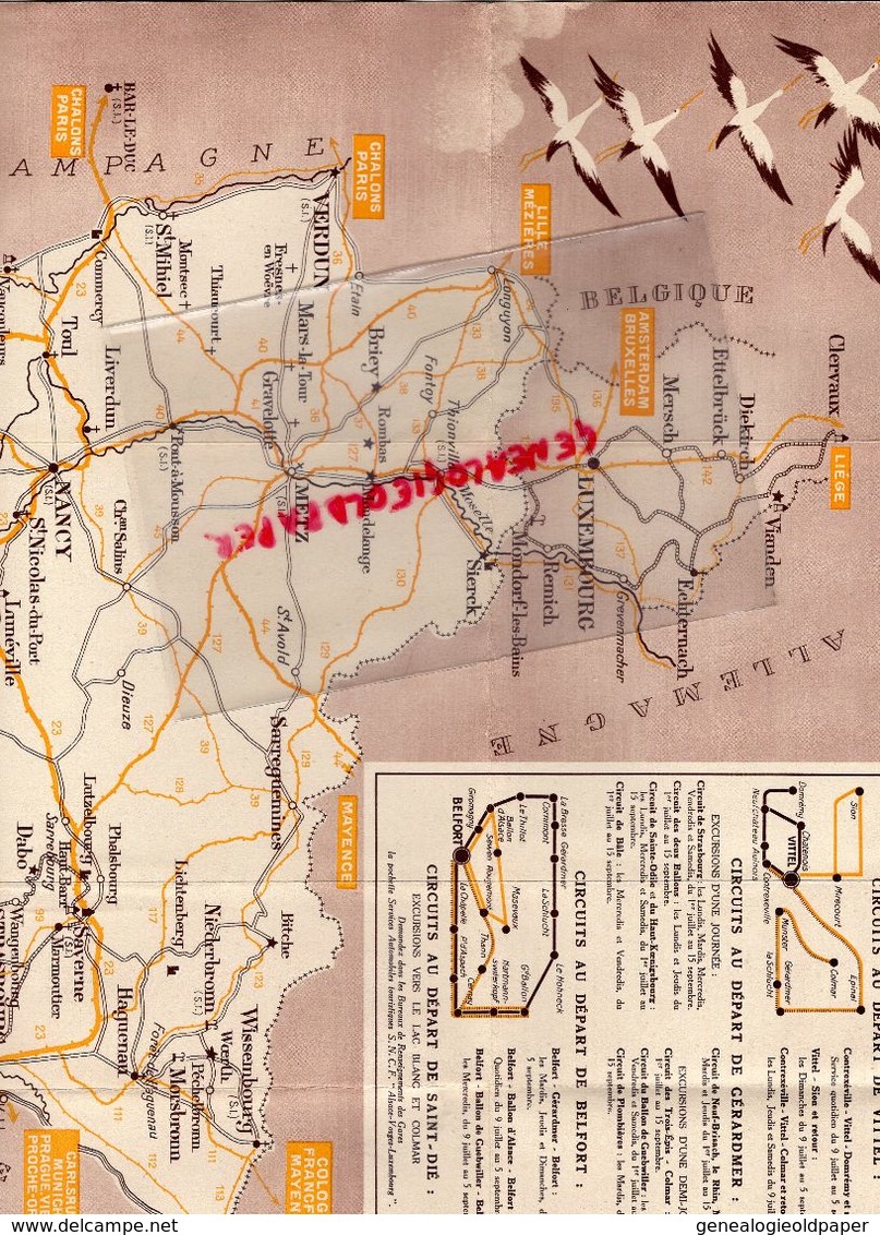 68-COLMAR-RARE DEPLIANT TOURISTIQUE-1939-SNCF-LUXEMBOURG-METZ-VERDUN-MULHOUSE-GERARDMER-WISSEMBOURG-LUNEVILLE-SELESTAT- - Dépliants Touristiques