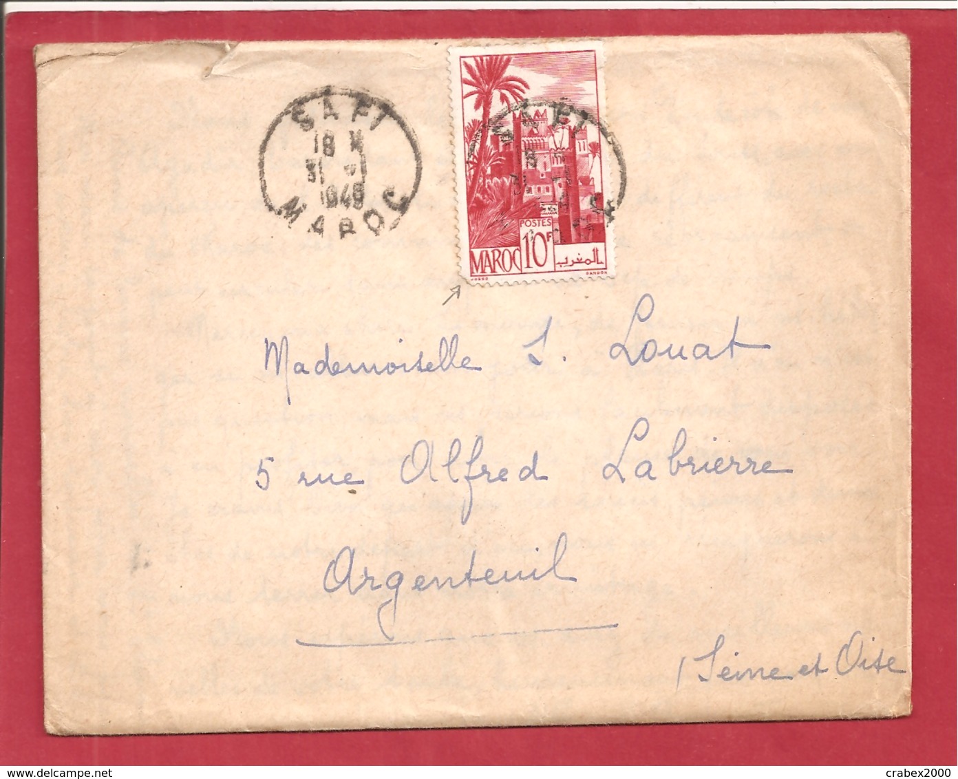 Y&T N°260A LAC SAFI    Vers  FRANCE 1948 - Lettres & Documents