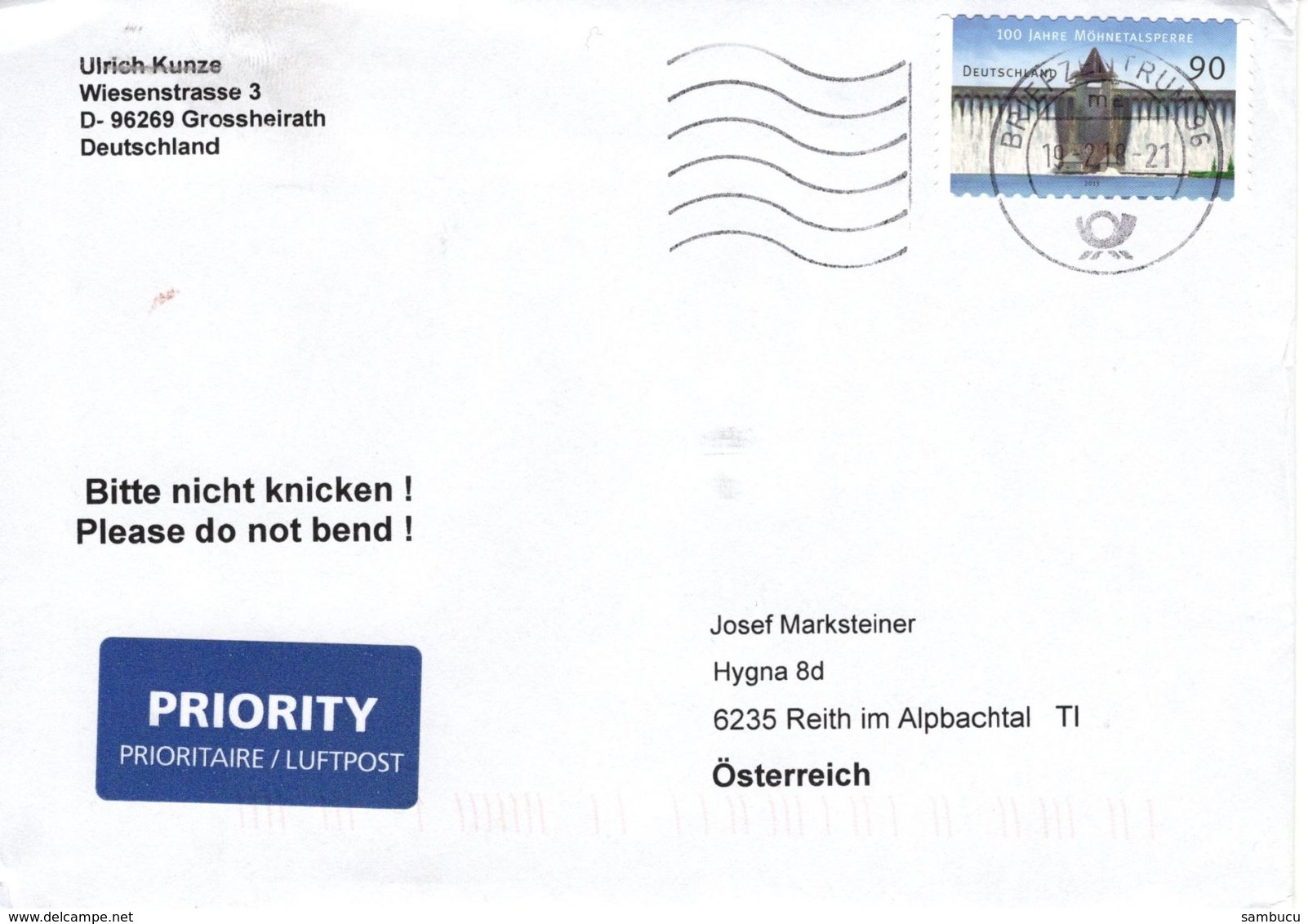 Auslands - Brief Von Briefzentrum 96 Grossheirath Mit 90 Cent 2018 - Briefe U. Dokumente