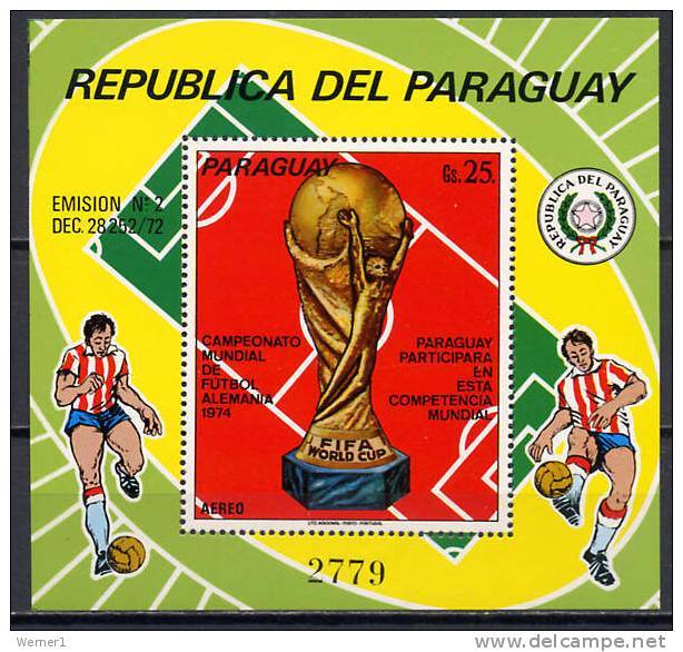 Paraguay 1973 Football Soccer World Cup S/s MNH -scarce- - 1974 – Germania Ovest