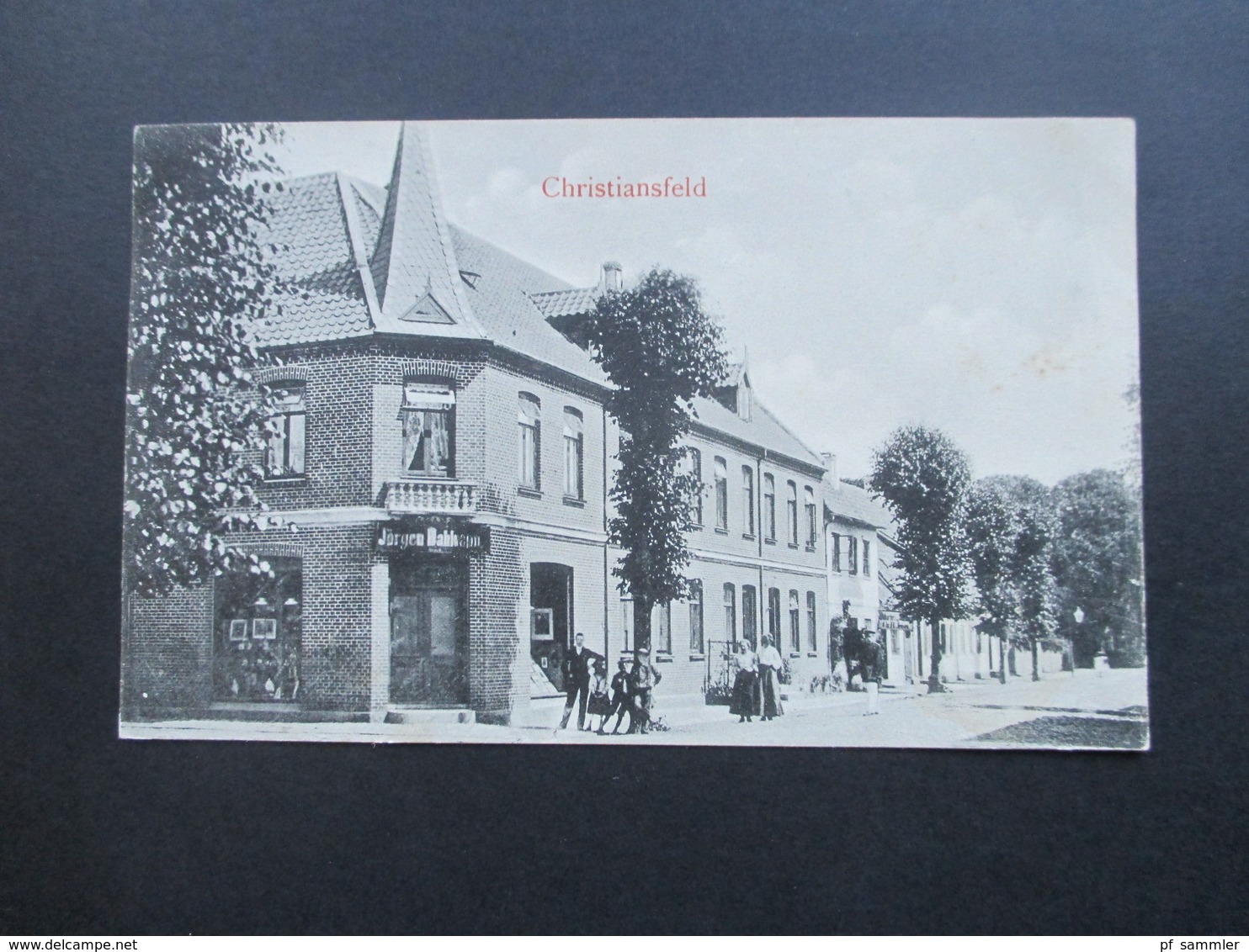 DR Nordschleswig 1912 Seltene AK Christiansfeld. Geschäft Jörgen Dahlmann. Verlag M. Lorenzen, Christiansfeld RR - Denmark