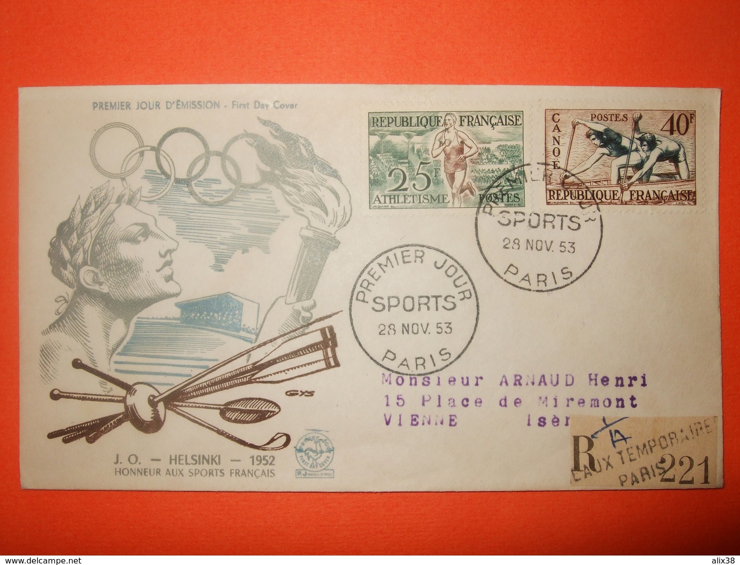 FRANCE - 1953 N°960/65 Sports Jeux Olympiques D'Helsinki Sur 3 Enveloppes Recommandées Ayant Circulées.  Superbe - Sommer 1952: Helsinki