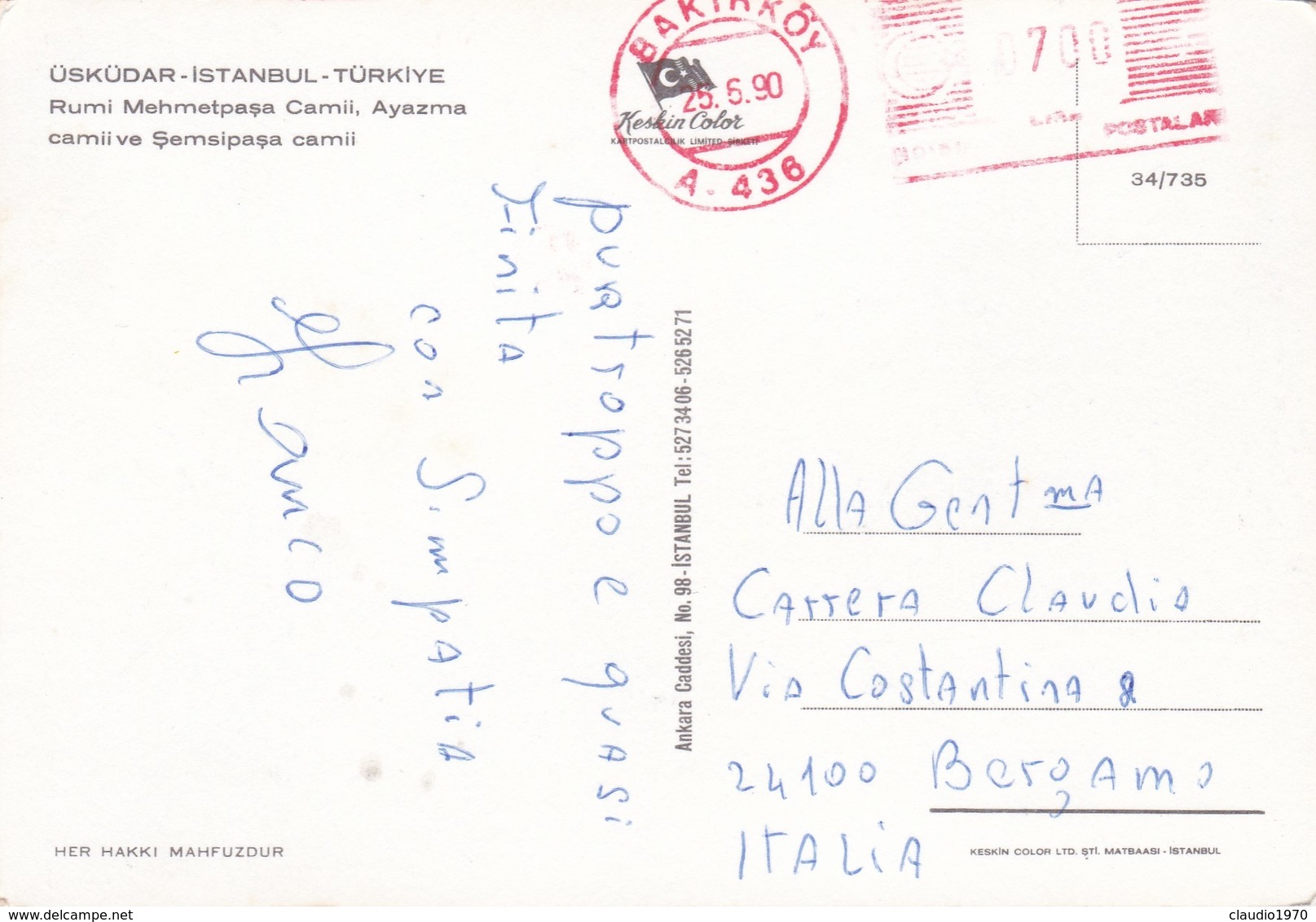 CARTOLINA - POSTCARD - TURCHIA - USKUDAR -  ISTANBUL - Turchia