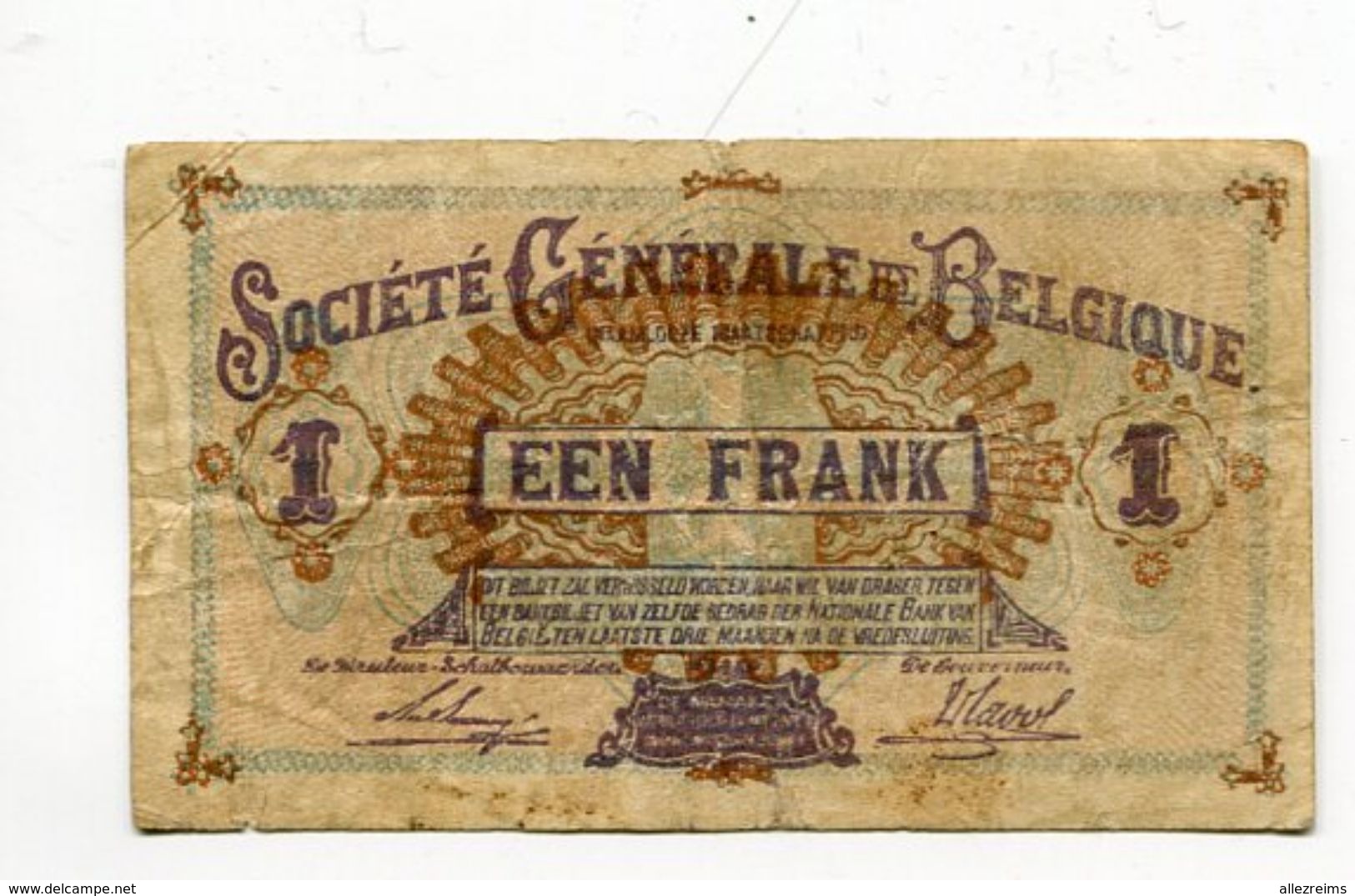 Billet De 1 F Belgique : Société Générale - Other & Unclassified