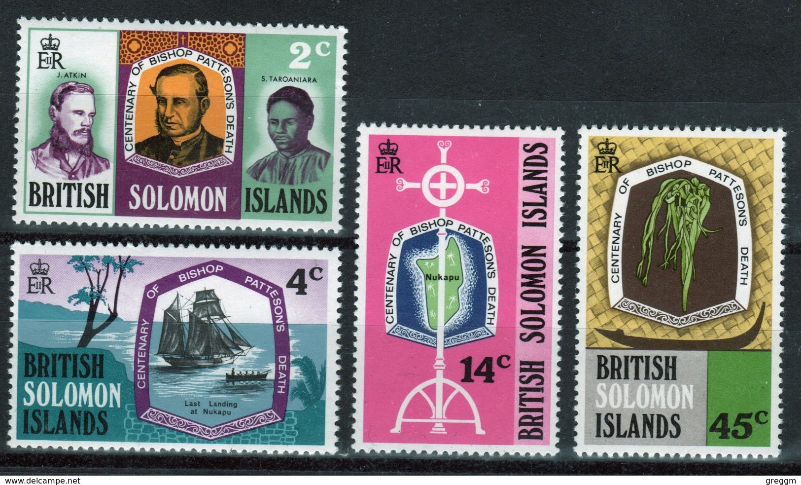 British Solomon Islands 1971 Death Centenary Of Bishop Patteson Mounted Mint Set Of Stamps. - Islas Salomón (...-1978)