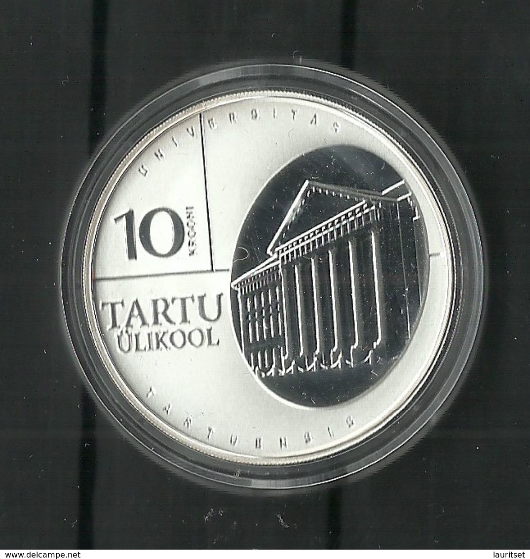 ESTLAND Estonia 2002 Silver Coin Silbermünze University Tartu Universität Dorpat - Estonia