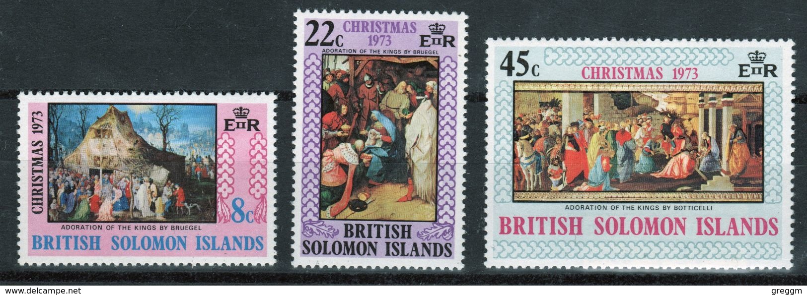 British Solomon Islands 1973 Christmas Unmounted Mint Set Of Stamps. - British Solomon Islands (...-1978)