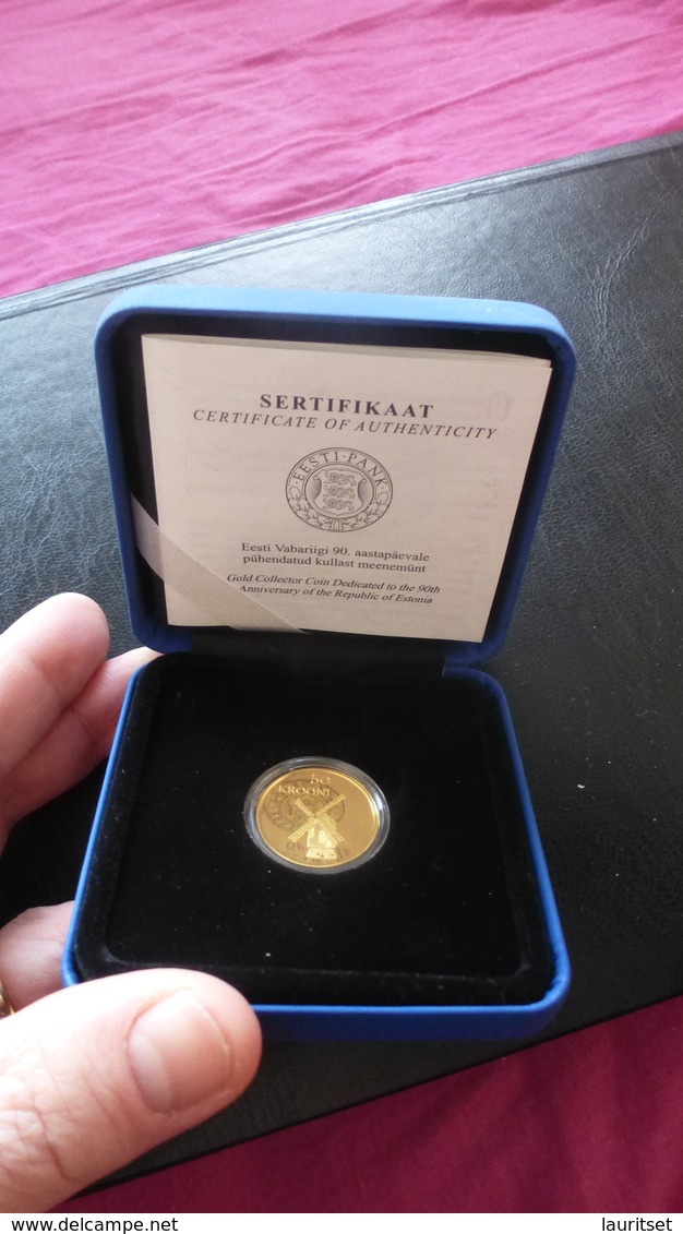 ESTLAND Estonia 1998 Gold Coin Goldmünze Windmühle 90. Jahrstag Der Republik - Estland
