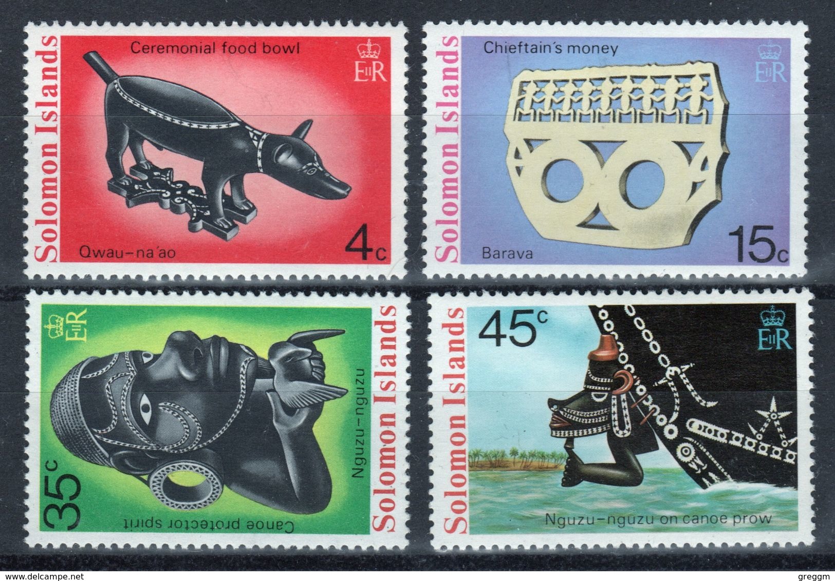 British Solomon Islands 1975 Artifacts 1st Series Unmounted Mint Set Of Stamps. - British Solomon Islands (...-1978)