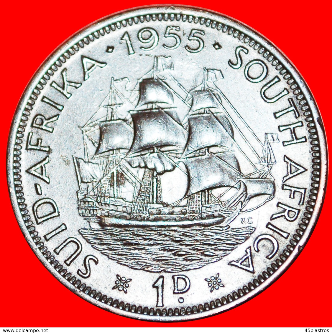 √ SHIP: SOUTH AFRICA ★ 1 PENNY 1955! LOW START ★ NO RESERVE! - Sudáfrica