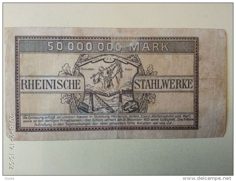 Duisburg  50 Milioni Mark 1923 - [11] Local Banknote Issues