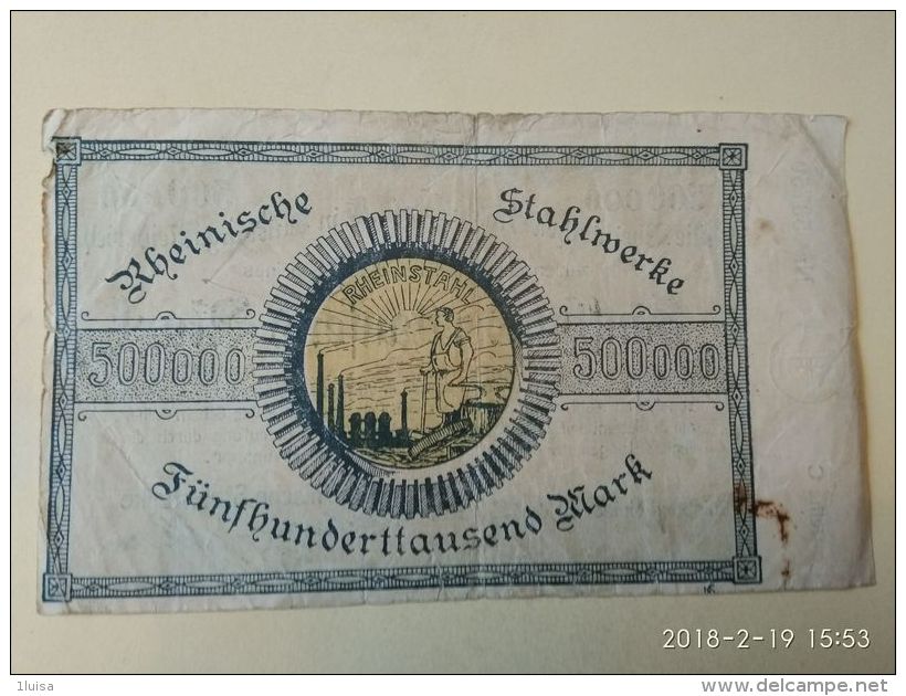 Duisburg  500000 Mark 1923 - [11] Local Banknote Issues