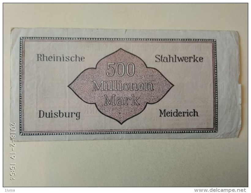 GERMANIA Duisburg  500 Milioni Mark 1923 - [11] Emissioni Locali