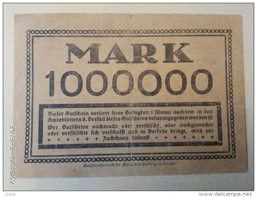 GERMANIA Dresden 1 Milione Mark 1923 - [11] Emissioni Locali