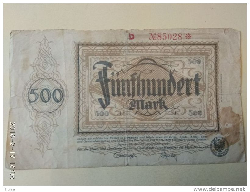 GERMANIA Dortmund 500 Mark 1922 - [11] Emissioni Locali