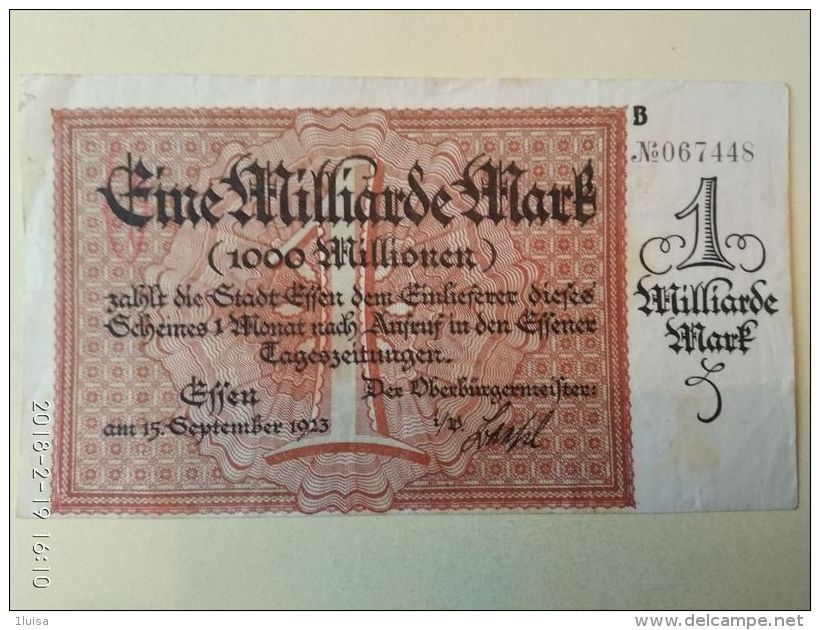 GERMANIA Essen 1 Miliardo Mark 1923 - Lokale Ausgaben