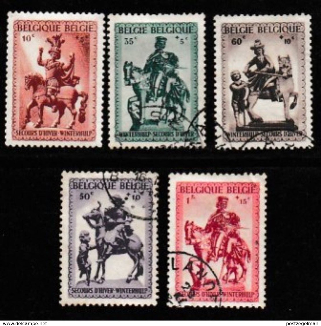 BELGIUM, 1941, Used Stamp(s), Winter Support,  MI 582=591,  #10326, 5 Values Only - 1936-1951 Poortman