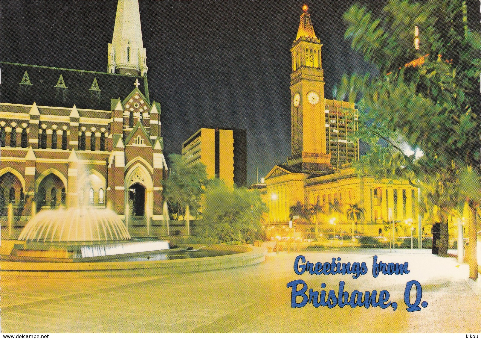 Greetings From BRISBANE, Q - Hôtel De Ville Et Place Du Roi George, La Nuit (City Hall And King George Square) - - Brisbane