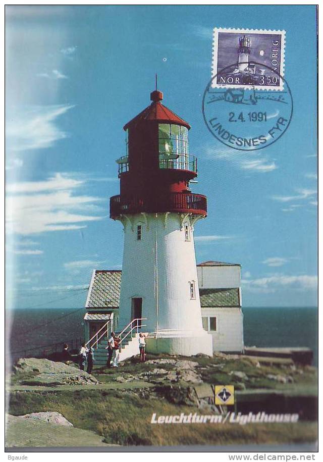 NORVEGE  CARTE MAXIMUM NUM.YVERT  833  PHARE  MARITIME - Maximumkarten (MC)