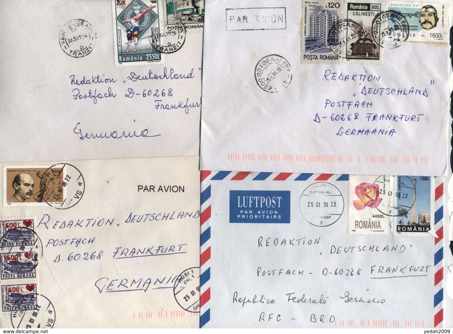 Romania 4 AIRMAIL COVERS TO Germany - Covers & Documents