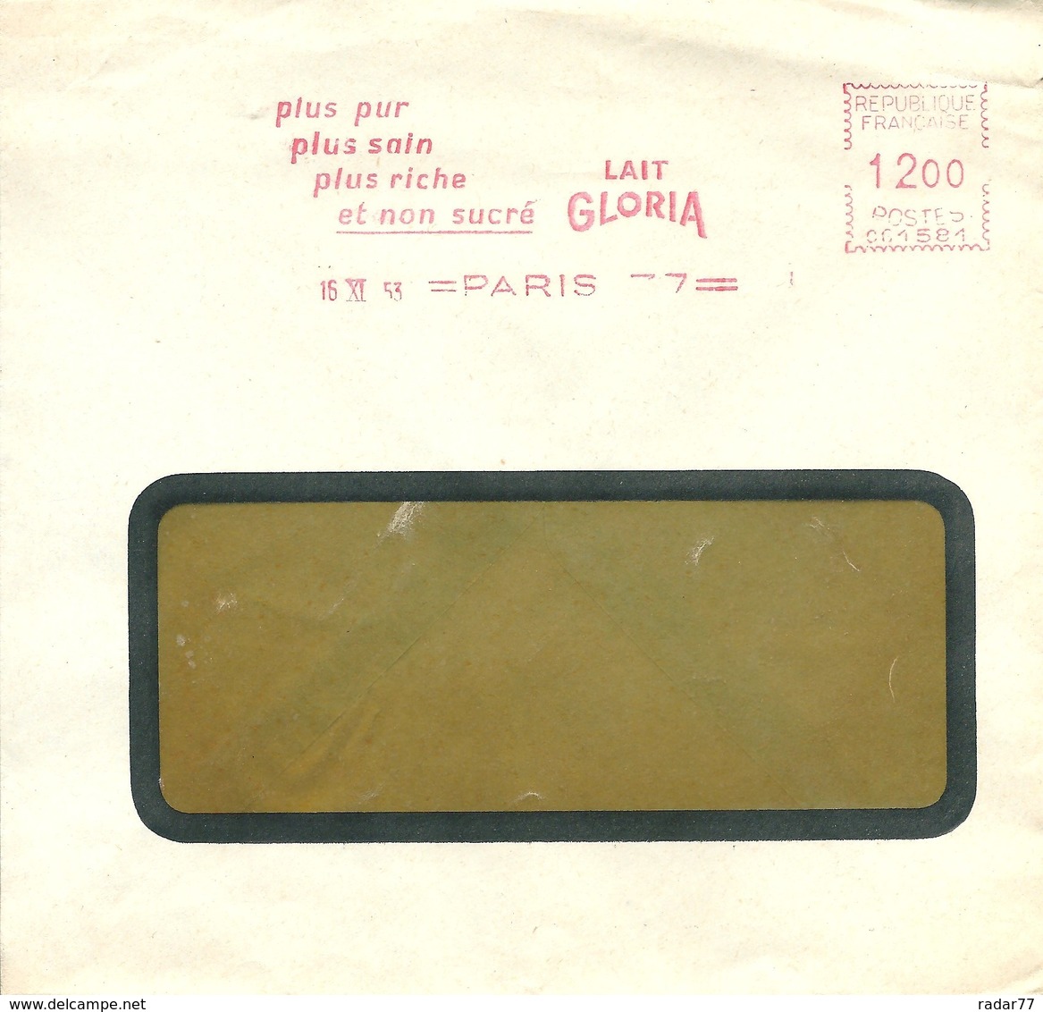 EMA HAVAS Type CG De 1953 Avec Publicité "plus Pur, Plus Sain, Plus Riche Et Non Sucré, Lait Gloria" - Altri & Non Classificati