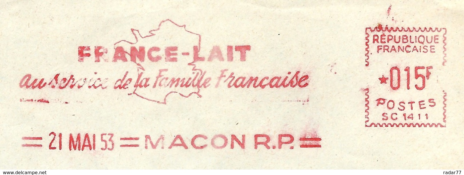 EMA SATAS Type SC De 1953 Avec Publicité Illustrée "France-Lait, Au Service De La Famille Française" - Sonstige & Ohne Zuordnung