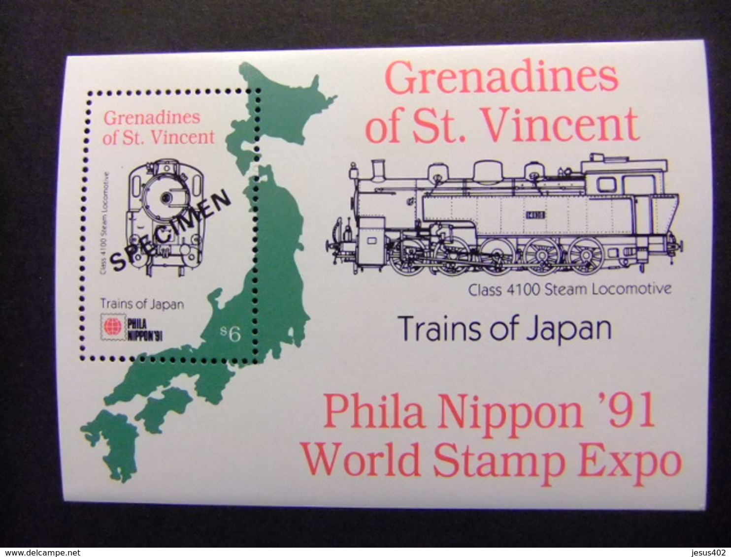 GRENADINES Of ST. VINCENT 1991 LOCOMOTORA Locomotive Classe 4100 Yvert Bloc 50 SPECIMEN ** MNH - St.Vincent Y Las Granadinas