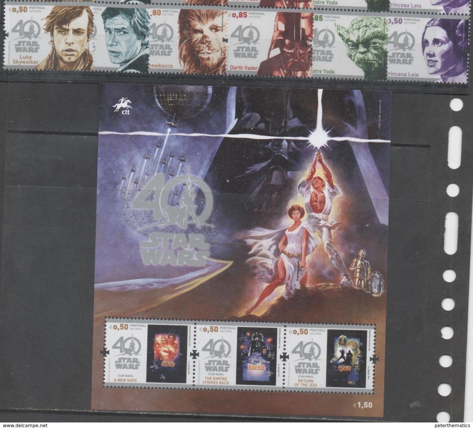 PORTUGAL , 2017, MNH, CINEMA, STAR WARS, 40TH ANNIVERSARY, 6v+ SHEETLET - Cinema