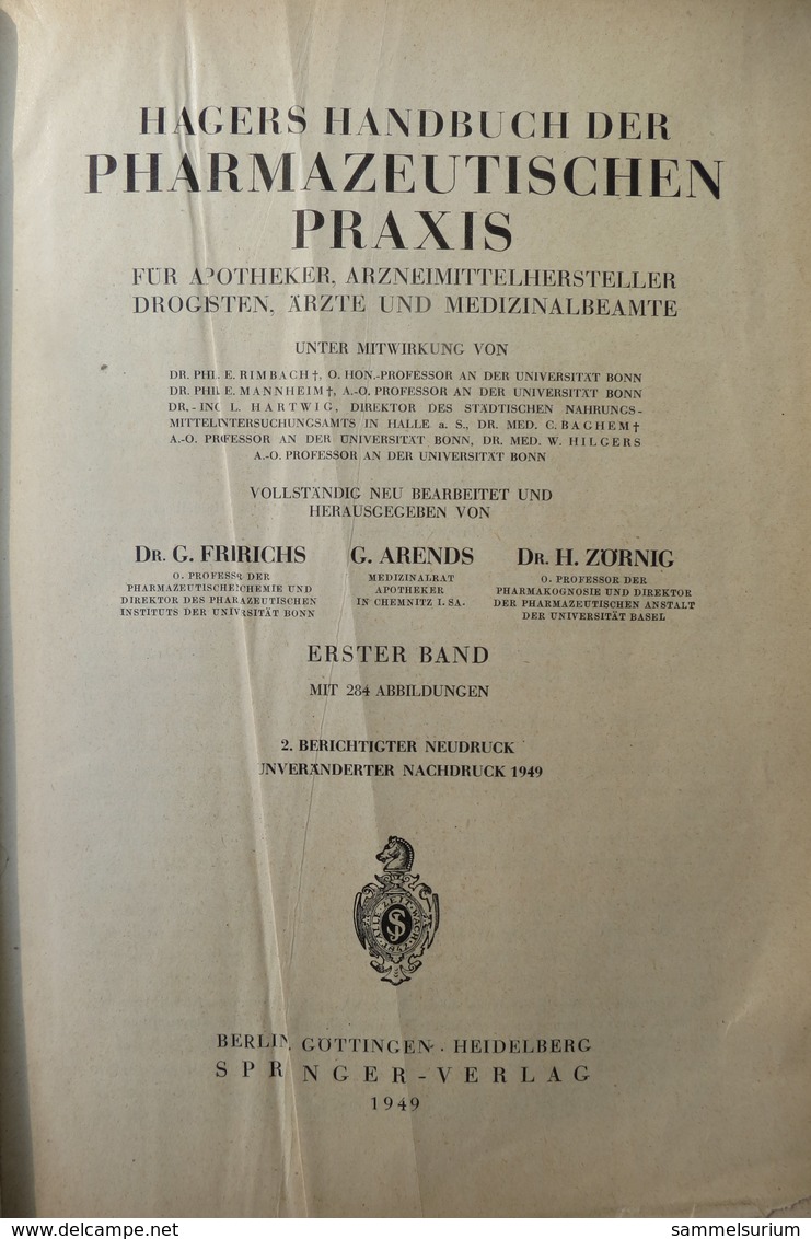 Hagers Handbuch Der Pharmazeutischen Praxis Von 1949, Band 1 (A-I) Und 2 (K-Z) - Gezondheid & Medicijnen