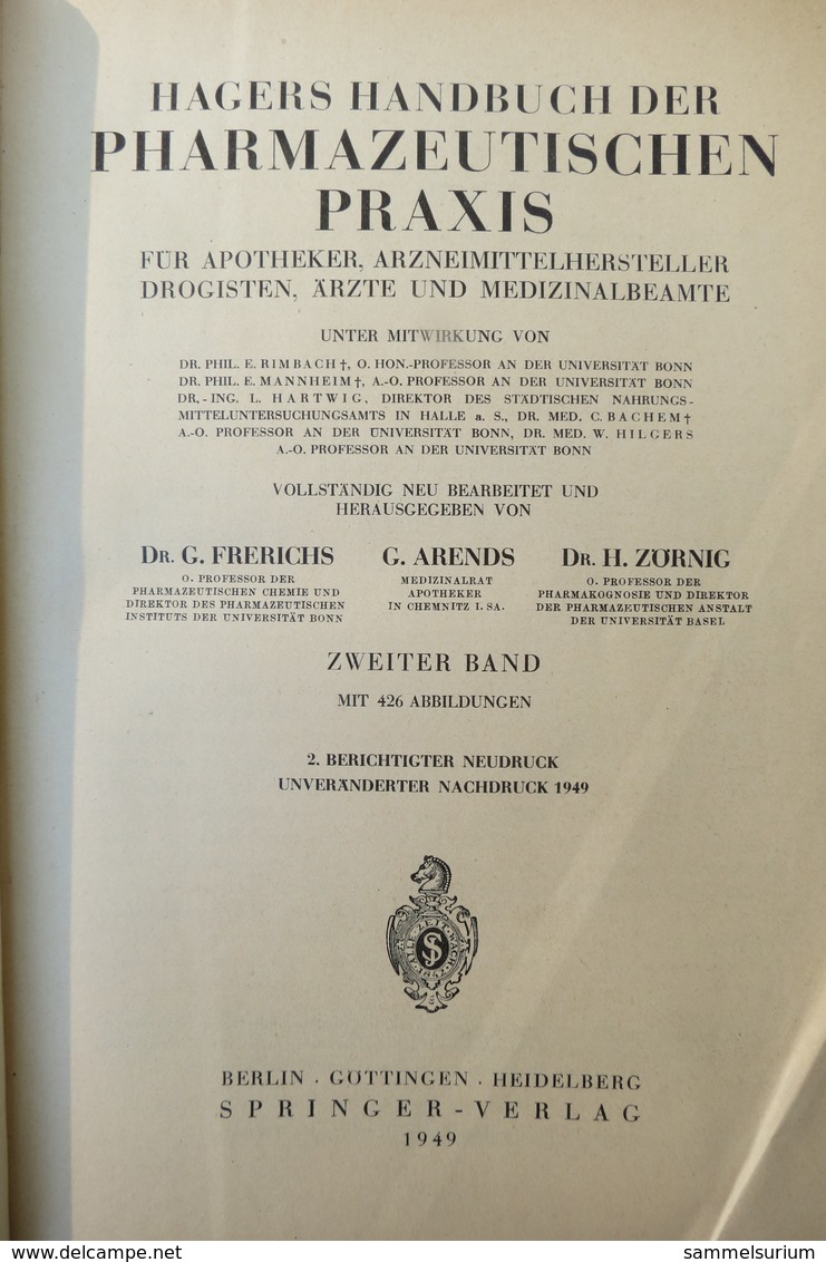 Hagers Handbuch der Pharmazeutischen Praxis von 1949, Band 1 (A-I) und 2 (K-Z)