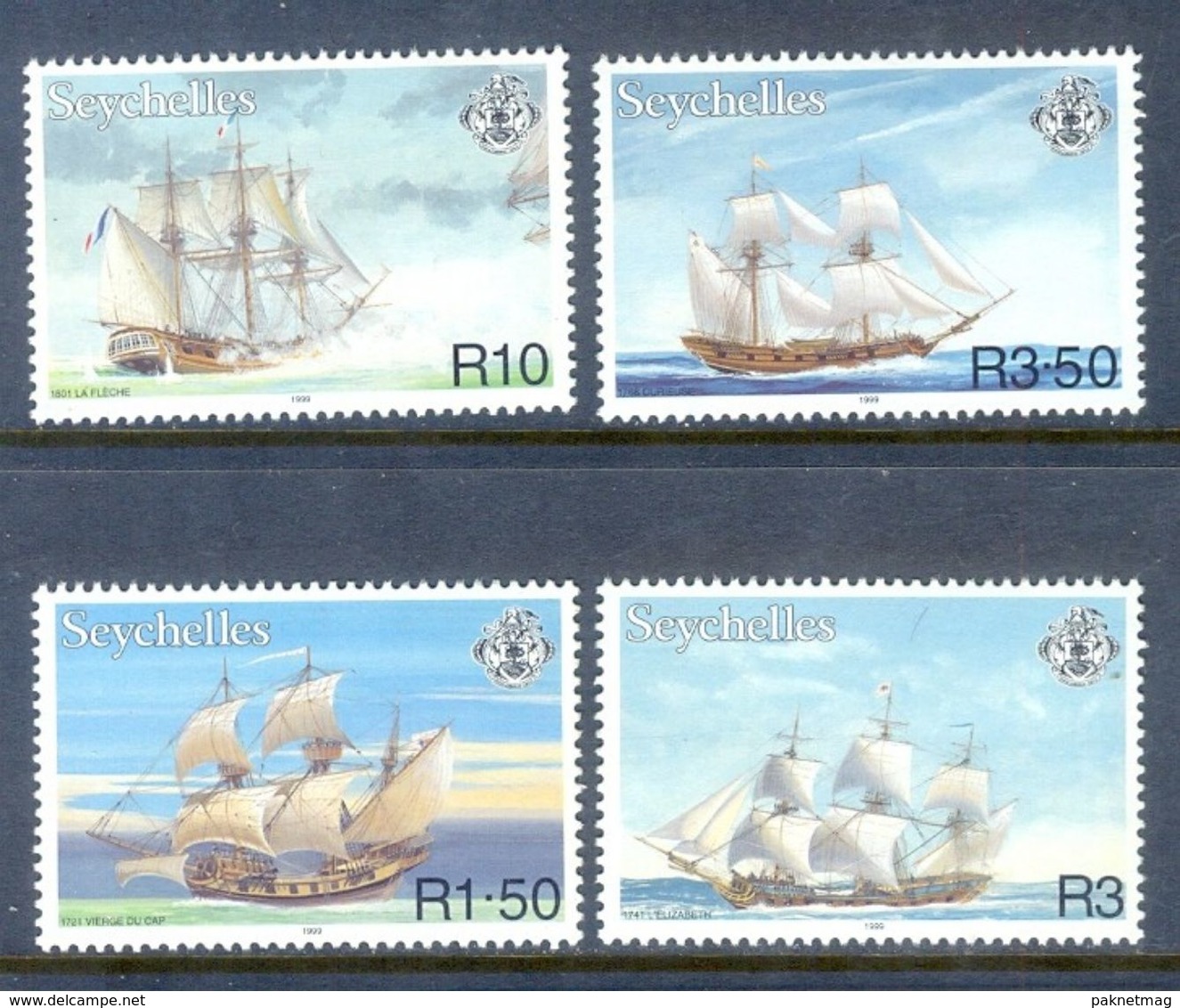 A242- Seychelles 1999. Le Cheval Marin French Traiding Vessel Bateau A Voile NAVIRE. - Ships