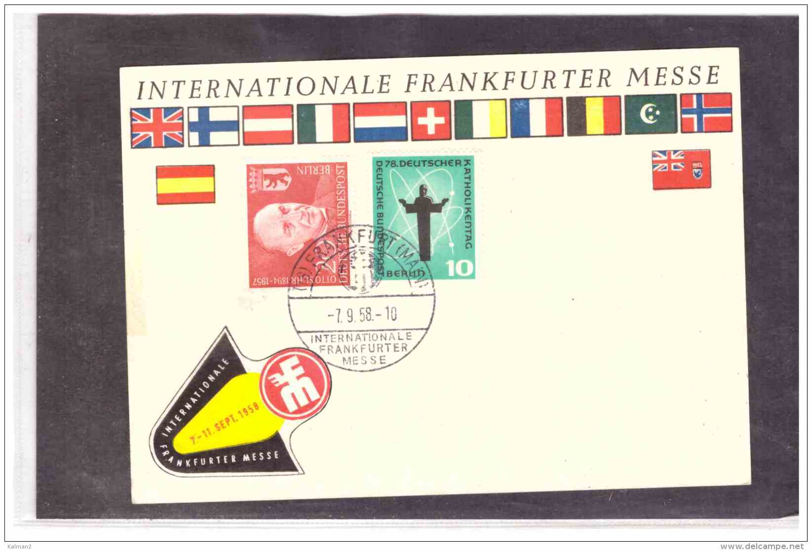 TEM9758   -    FRANKFURT  7.9.1958   /   INTERNATIONALE FRANKFURTER MESSE - Briefe U. Dokumente