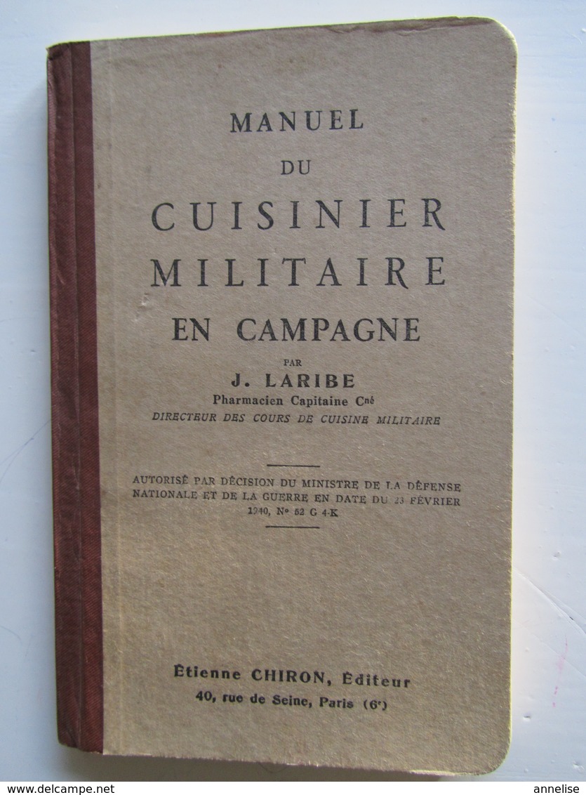 Manuel Du Cuisinier Militaire En Campagne 1940 - Other & Unclassified