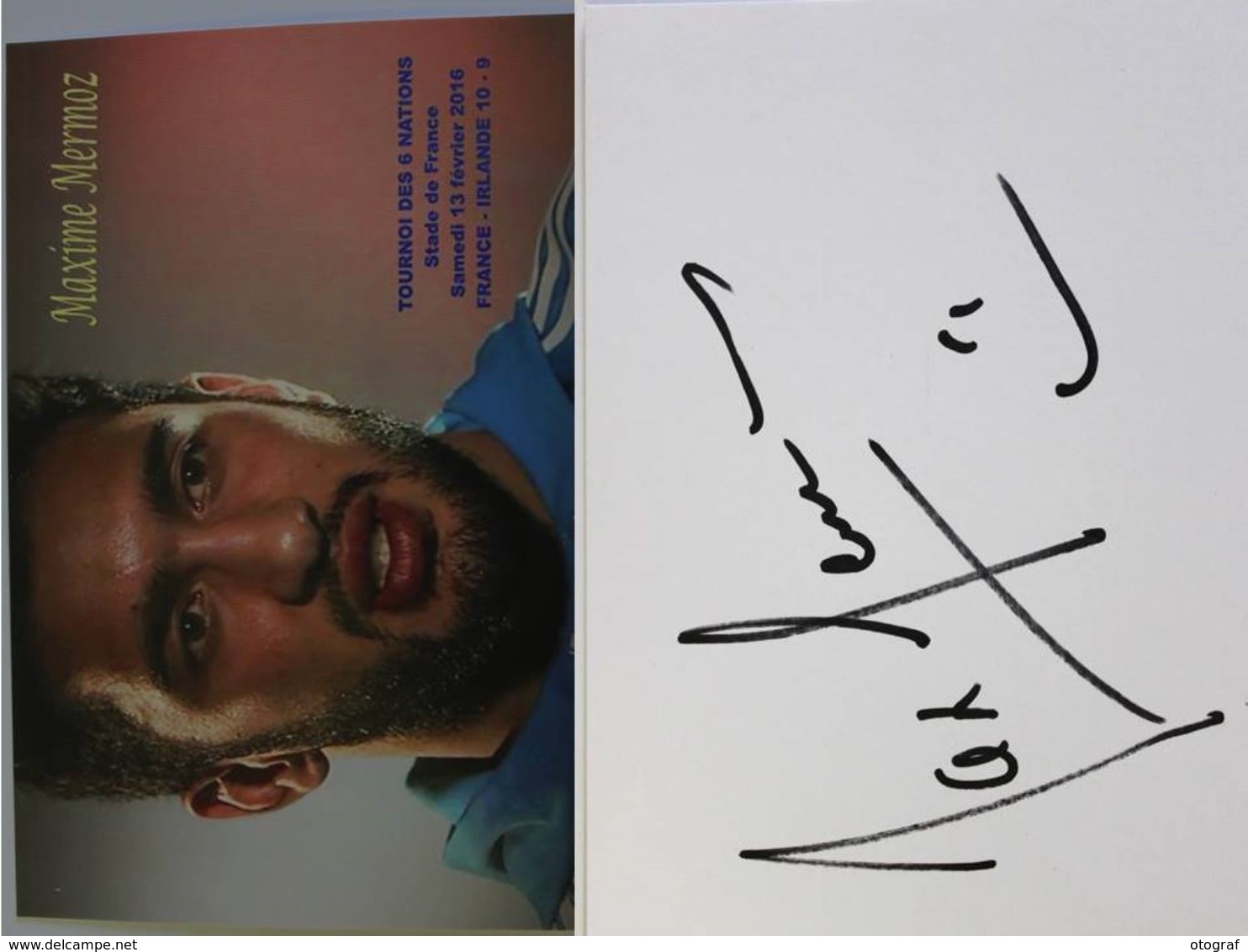 Carte Postale - Maxime MERMOZ - Dédicace - Hand Signed - Autographe Authentique  - - Rugby