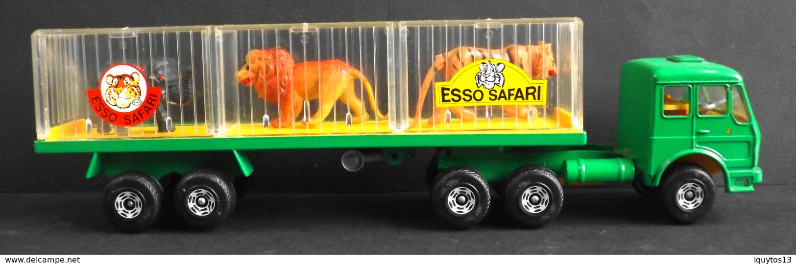 TOUT En METAL CAMION MERCEDES GAMA Et Sa REMORQUE PLATEAU - Transp. D'ANIMAUX ESSO SAFARI - Escala 1:160