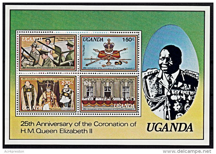 A0955 UGANDA 1979, SG MS238 25th Anniv Coronation Queen Elizabeth II,  MNH - Uganda (1962-...)