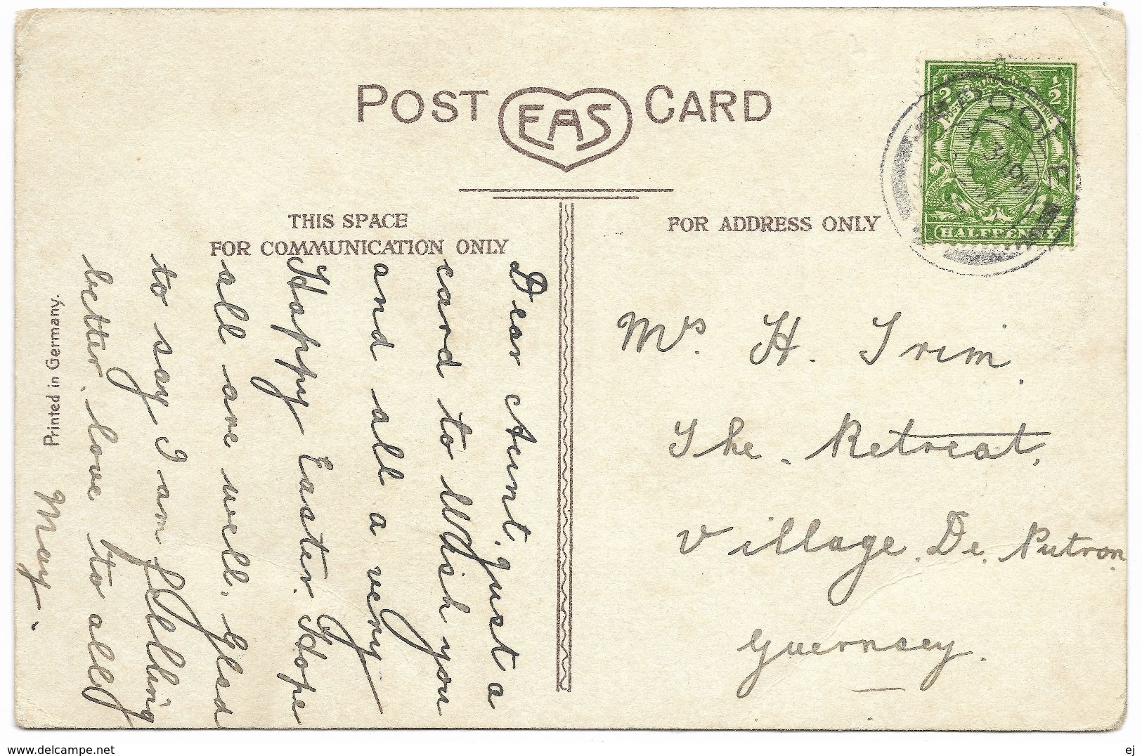 Easter Greetings May Peace Abide - Postmark 1913 - EAS - River, Swans, Egg - Easter