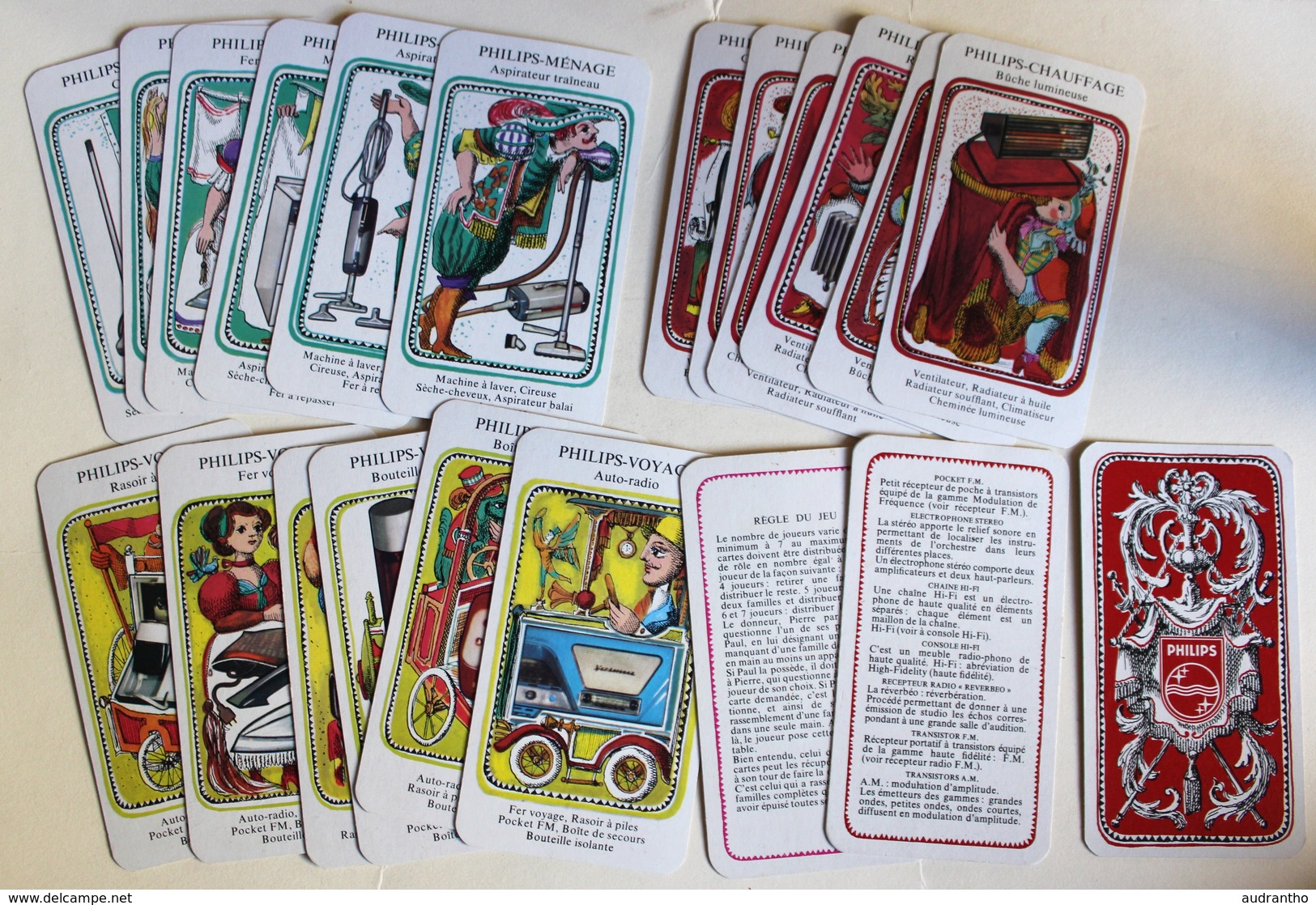 Original Jeu 7 Familles Vintage Publicitaire Philips Type Tarot Jeu De Cartes - Autres & Non Classés